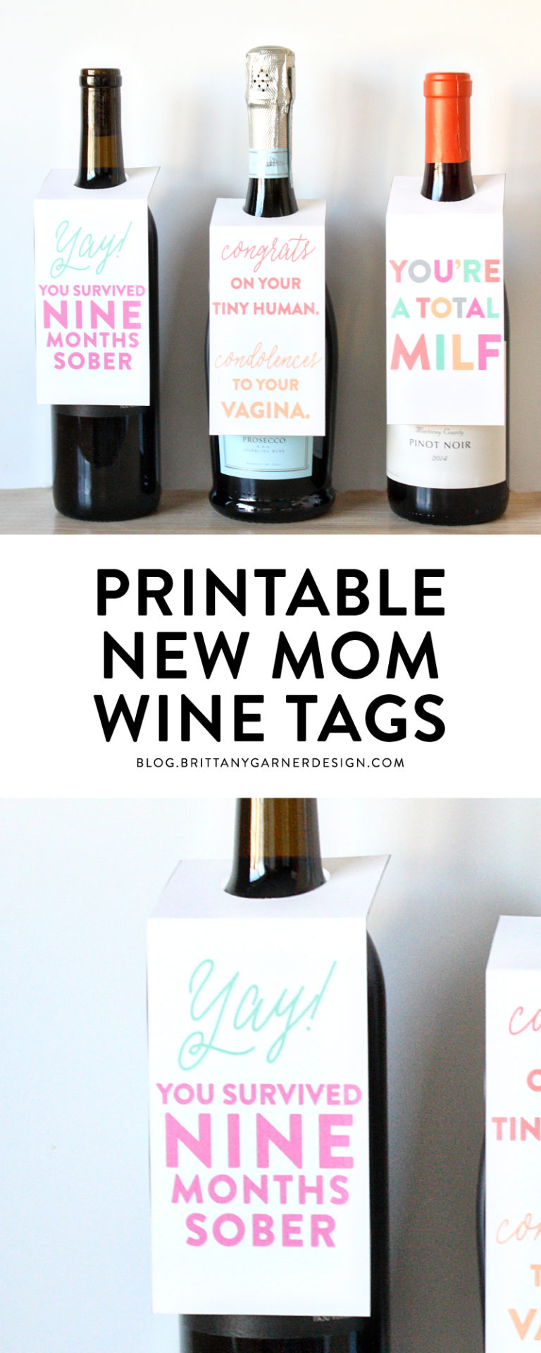 Printable New Mom Gift Wine Tags - BGD Blog